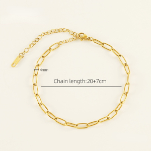 1 Paire De Bracelets De Cheville En Acier Inoxydable Plaqué De Style Ins Transfrontalier, Bijoux De Cheville Simples Et Polyvalents Pour Femmes h5