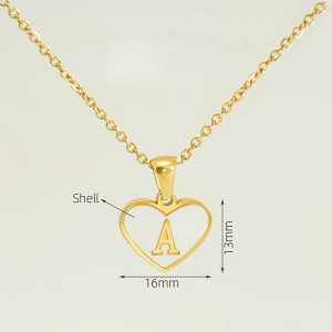 Collier Avec Pendentif En Forme De Cœur, Série Simple, En Acier Titane Plaqué Or , Pour Femme h5 