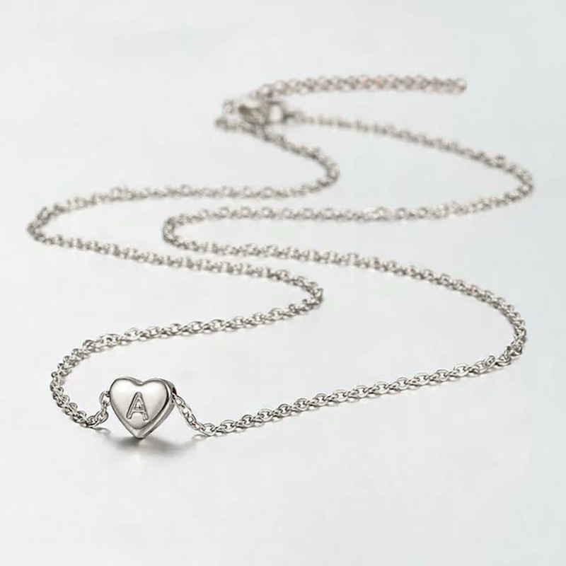 Collier Pendentif Simple En Acier Titane Pour Femme, 1 Pièce, Série Quotidienne, Lettre h5Image2