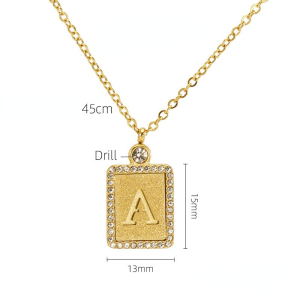 Collier Avec Pendentif En Acier Inoxydable Plaqué Or Pour Femme, Série Simple, Lettre Quotidienne h5 Image2