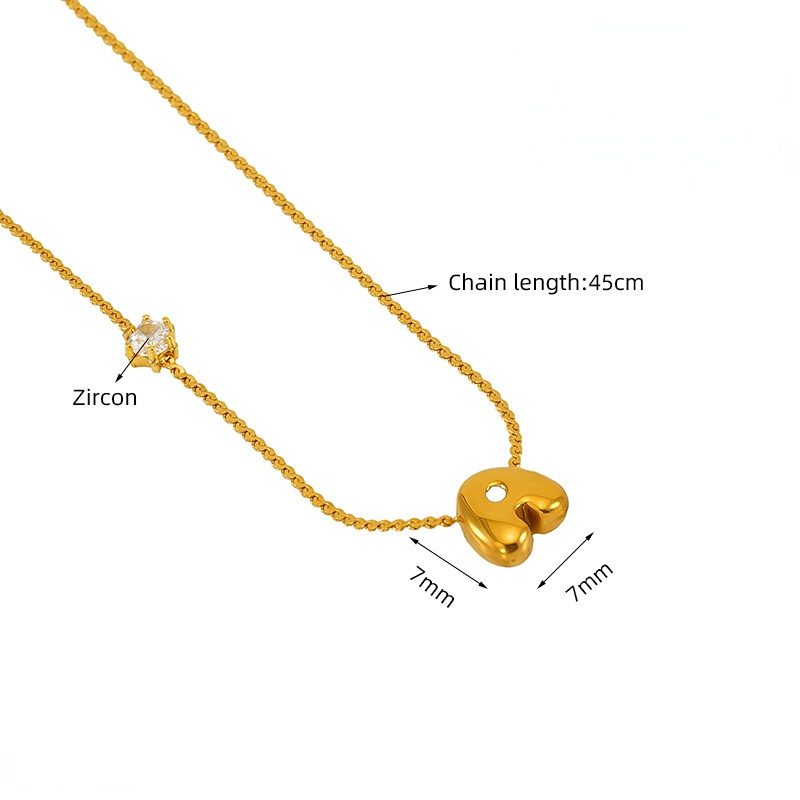 Collier Pendentif Unisexe En Acier Inoxydable Plaqué Or , Série Simple, Lettre Quotidienne h5Image2