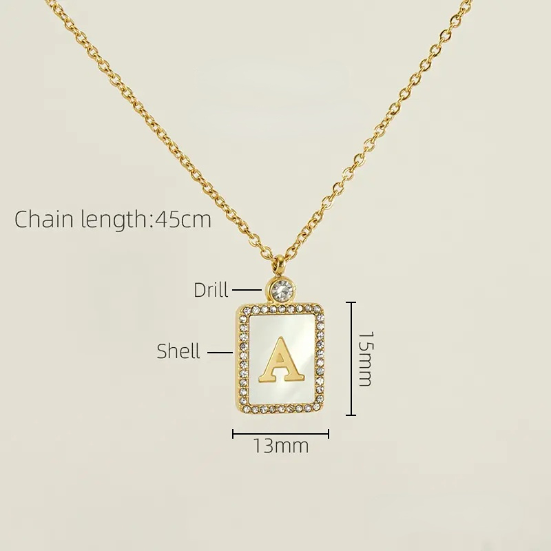 Collier Pendentif Unisexe En Acier Inoxydable Plaqué Or , Série Simple, Lettre Quotidienne h5Image2