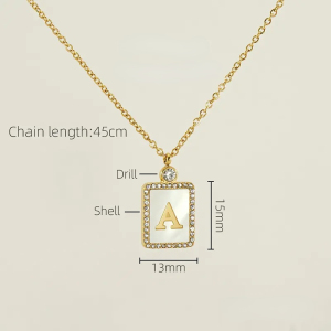 Collier Pendentif Unisexe En Acier Inoxydable Plaqué Or , Série Simple, Lettre Quotidienne h5 Image2