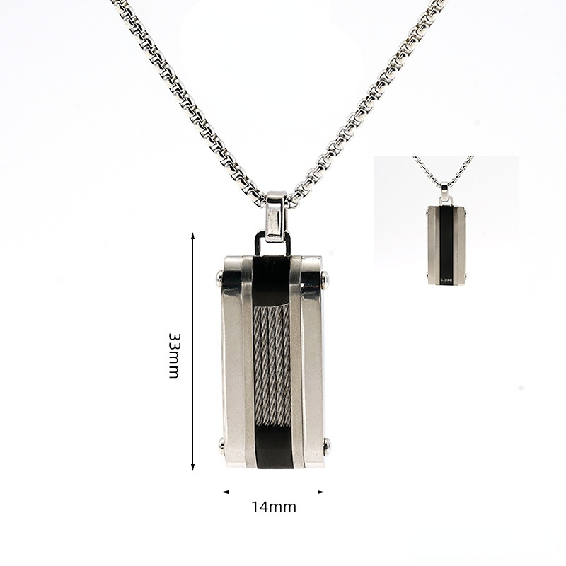 1 Paire De Pendentifs Carrés En Acier Inoxydable De Haute Qualité, Style Hip-Hop Transfrontalier, Design De Niche, Tendance, Rectangulaire, Zircon, Collier Unisexe Pour Hommes Et Femmes