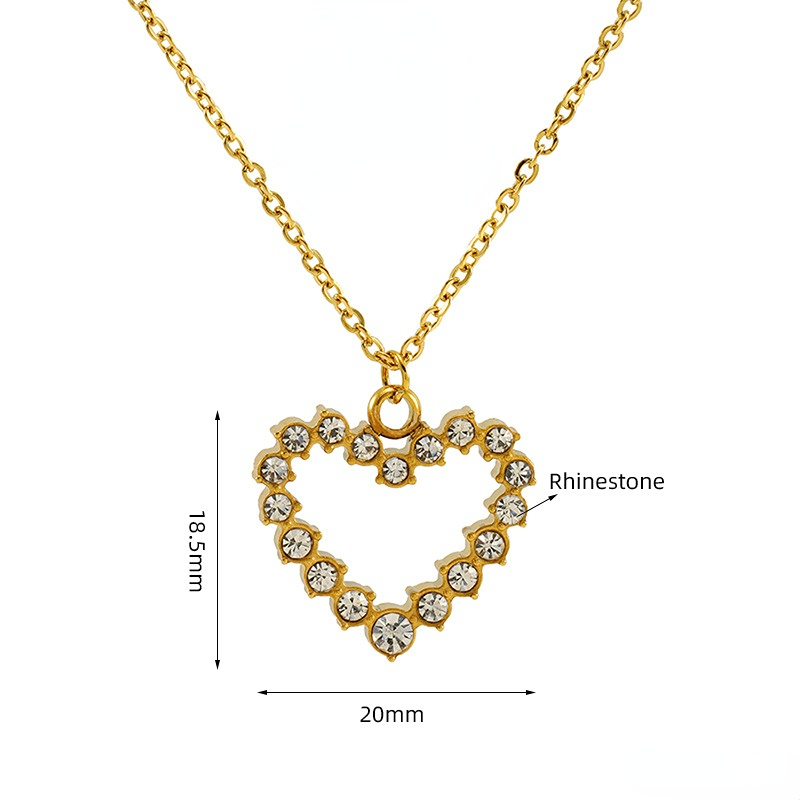 1 Paire De Colliers Légers En Acier Titane Pour Femme, Pendentifs En Forme De Cœur Et De Diamant, Chaîne De Clavicule, Bijoux Pour Femme