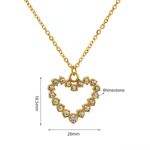 1 Paire De Colliers Légers En Acier Titane Pour Femme, Pendentifs En Forme De Cœur Et De Diamant, Chaîne De Clavicule, Bijoux Pour Femme h5