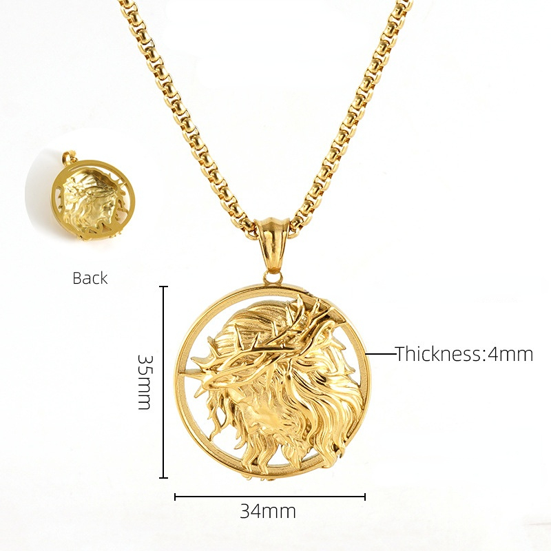 1 Paire De Pendentifs Thorn God En Acier Inoxydable En Relief 3D, Collier Rétro Tendance En Acier Titane Transfrontalier Pour Hommes Et Femmes, Collier Unisexe Pour Hommes