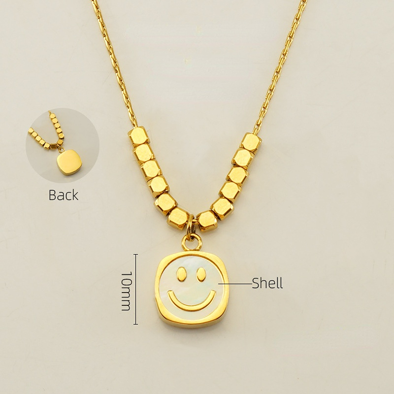 1 Paire De Colliers En Forme De Petit Cube De Sucre De Style Ins , Design De Niche Féminin, Pendentif Smiley En Acier Titane, Chaîne De Clavicule, Collier Pendentif Féminin