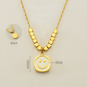 1 Paire De Colliers En Forme De Petit Cube De Sucre De Style Ins , Design De Niche Féminin, Pendentif Smiley En Acier Titane, Chaîne De Clavicule, Collier Pendentif Féminin h5