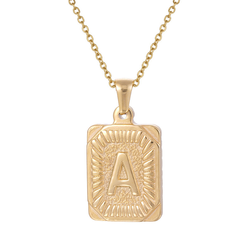 Collier Pendentif Unisexe En Acier Inoxydable Plaqué Or , Série Simple, Lettre Quotidienne 