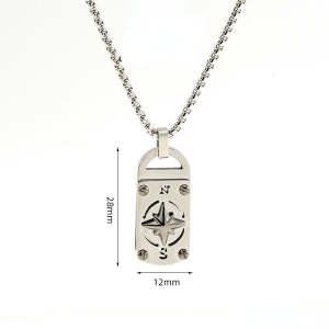 1 Paire De Colliers À Pendentif Carré En Acier Titane, Style Rétro, Motif Étoile À Huit Branches, Unisexe, Pour Homme h5 