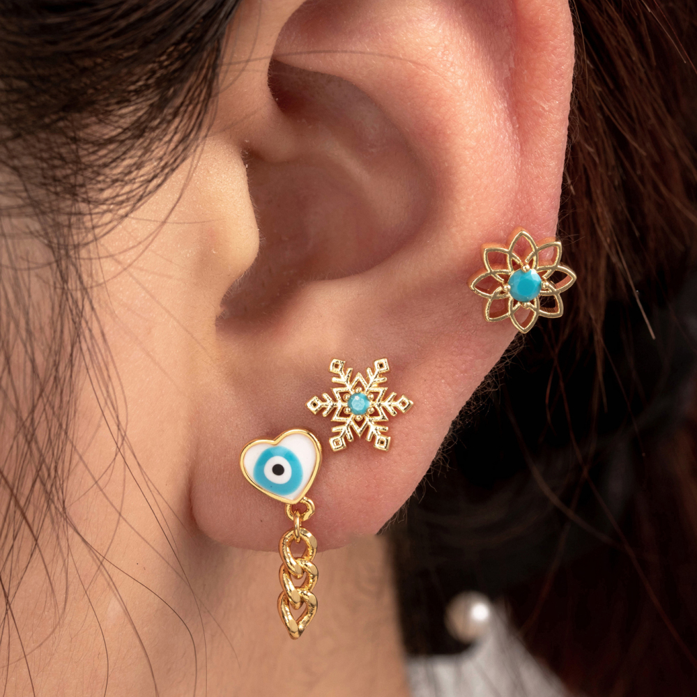 Boucles D'Oreilles Piercing Pour Femme, 1 Pièce, Collection Simple, En Forme De Cœur, En Acier Titane Sans Placage, Avec Zircon. Image2