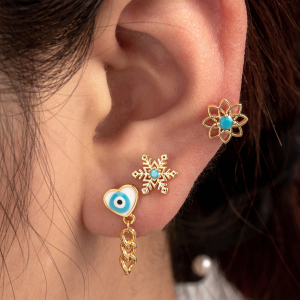 Boucles D'Oreilles Piercing Pour Femme, 1 Pièce, Collection Simple, En Forme De Cœur, En Acier Titane Sans Placage, Avec Zircon. h5 Image2