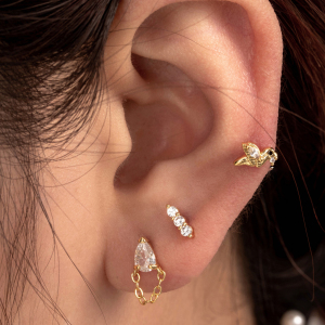 Boucles D'Oreilles Piercing Femme Simple Series Simple Animal En Acier Titane Sans Placage, Avec Zircon. h5 Image2