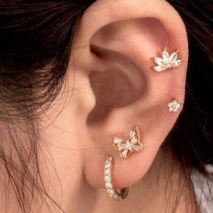 Boucles D'Oreilles Piercing Femme Simple Series Simple Flower En Cuivre Sans Placage, Avec Zircon. h5 Image2