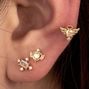 Boucles D'Oreilles Piercing Pour Femme, 1 Pièce, Série Simple Heart, En Acier Titane Sans Placage, Avec Zircon. h5 Image2
