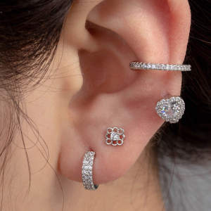 Boucles D'Oreilles Piercing Pour Femme, 1 Pièce, Série Simple, Cœur Simple, Cuivre, Sans Plaquage, Zircon. h5 Image2