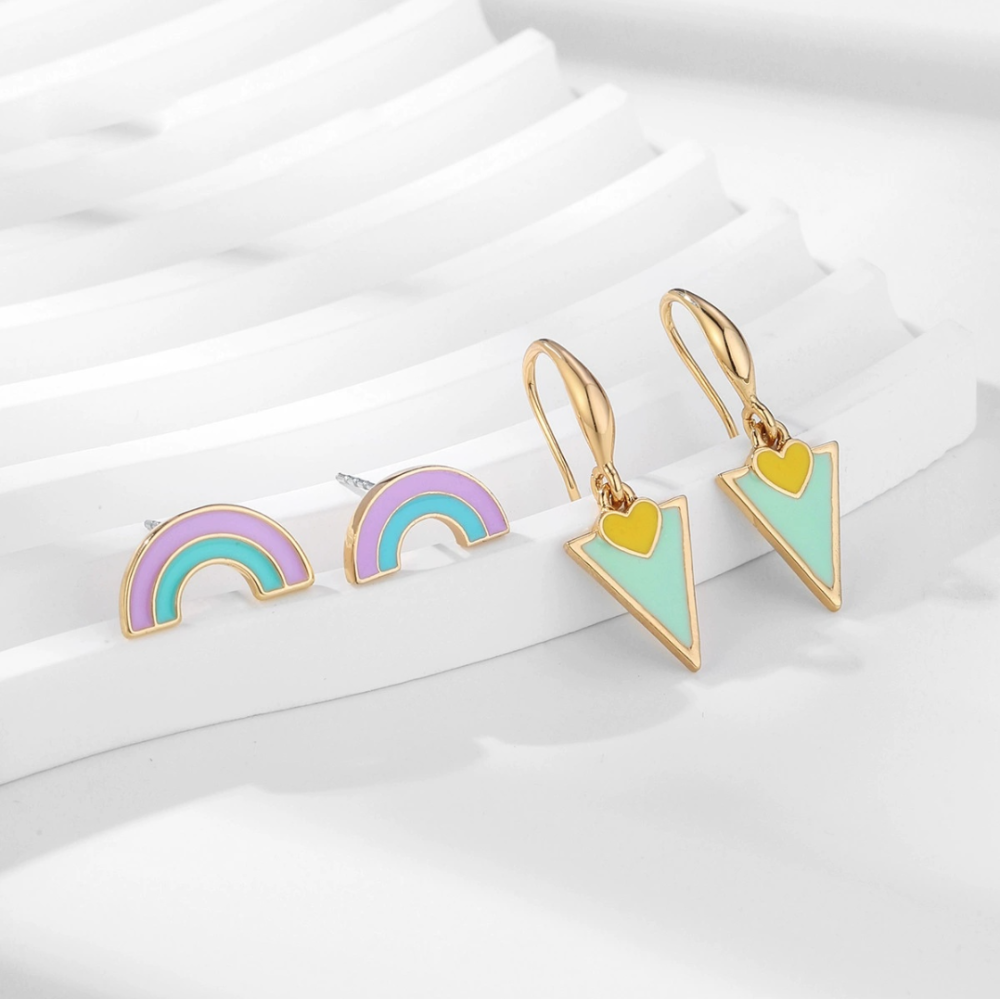 1 Paire De Boucles D'Oreilles Pendantes Géométriques En Alliage Pour Femme, Série Romantique Image2