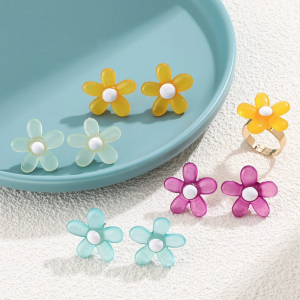 1 Paire De Boucles D'Oreilles À Tige En Résine Naturelle Pour Femme, Série Romantique h5 Image2