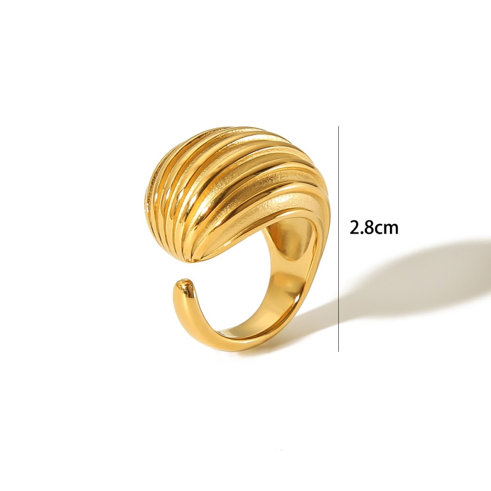 1 Pièce De Bague Ouverte À Rayures En Acier Inoxydable Plaqué Or À La Mode Exagérée Pour Bijoux Pour Femmes À Porter Au Quotidien