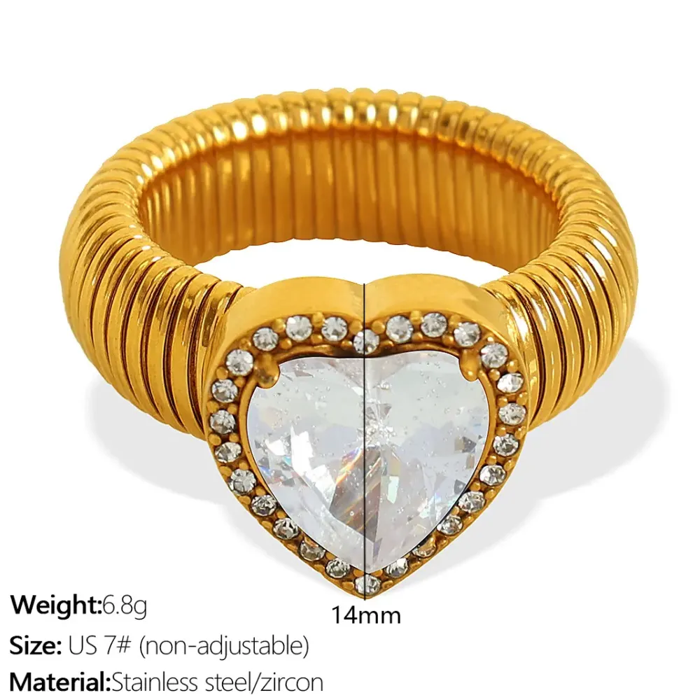 1 Paire De Bagues Simples Pour Femme En Acier Inoxydable Plaqué Or Avec Zircone, Style Rétro, Série Romantique