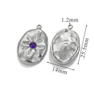 Pendentif Femme Elliptique Élégant En Acier Inoxydable Doré, Collection Simple Series Elegant Sun (1 Pièce) h5 