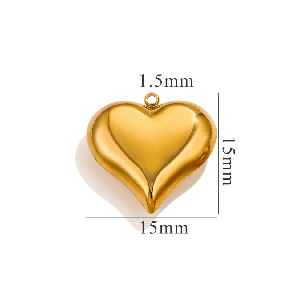 Pendentif Femme En Acier Inoxydable Doré, Étanche, En Forme De Cœur, Collection Romantique (1 Pièce)