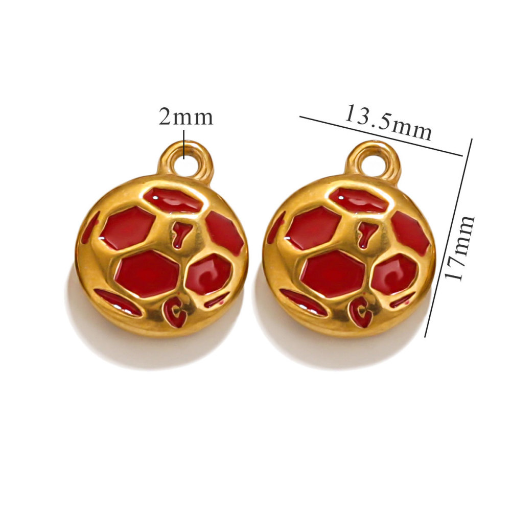 Pendentif Unisexe Simple Series Sport Ball Drop Oil En Acier Inoxydable Étanche Couleur Or (1 Pièce)