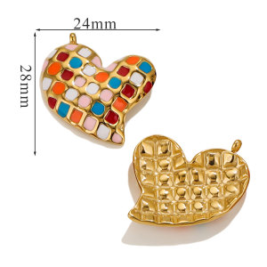 Pendentif Femme En Forme De Cœur Et De Goutte D'Huile, Collection Romantique, En Acier Inoxydable Étanche Couleur Or (1 Pièce) h5