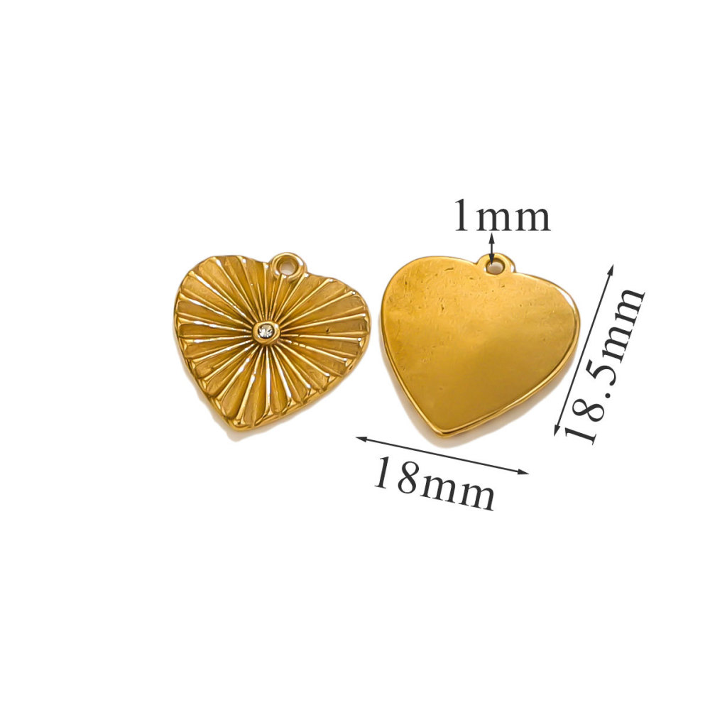 Pendentif Femme En Acier Inoxydable Doré, Étanche, En Forme De Cœur, Collection Simple Series (1 Pièce) 