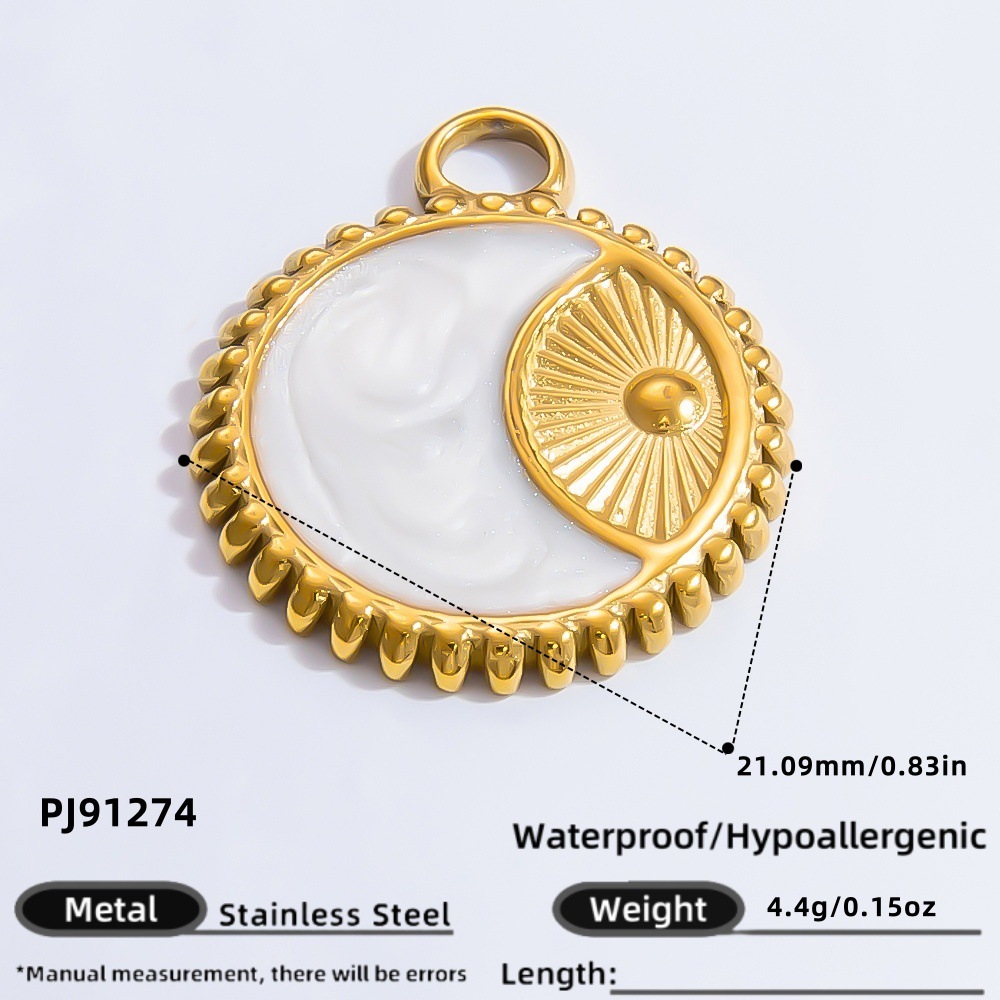Pendentif Femme Diy Géométrique Vintage En Acier Inoxydable Étanche Couleur Or, 1 Pièce, Série Classique 