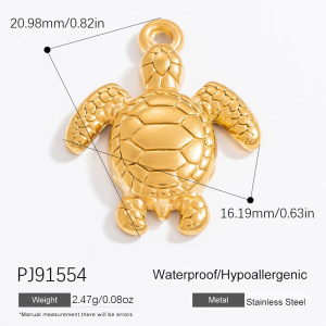 1 Paire De Pendentifs Simples Pour Femmes, Collection Daily Turtle, En Acier Inoxydable Étanche Couleur Or, À Personnaliser Soi-Même h5 