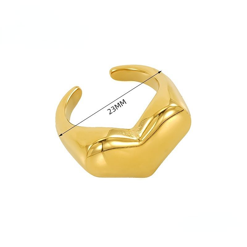1 Paire De Bagues Ajustables Classiques En Acier Titane Plaqué Or Pour Femme, Série Simple