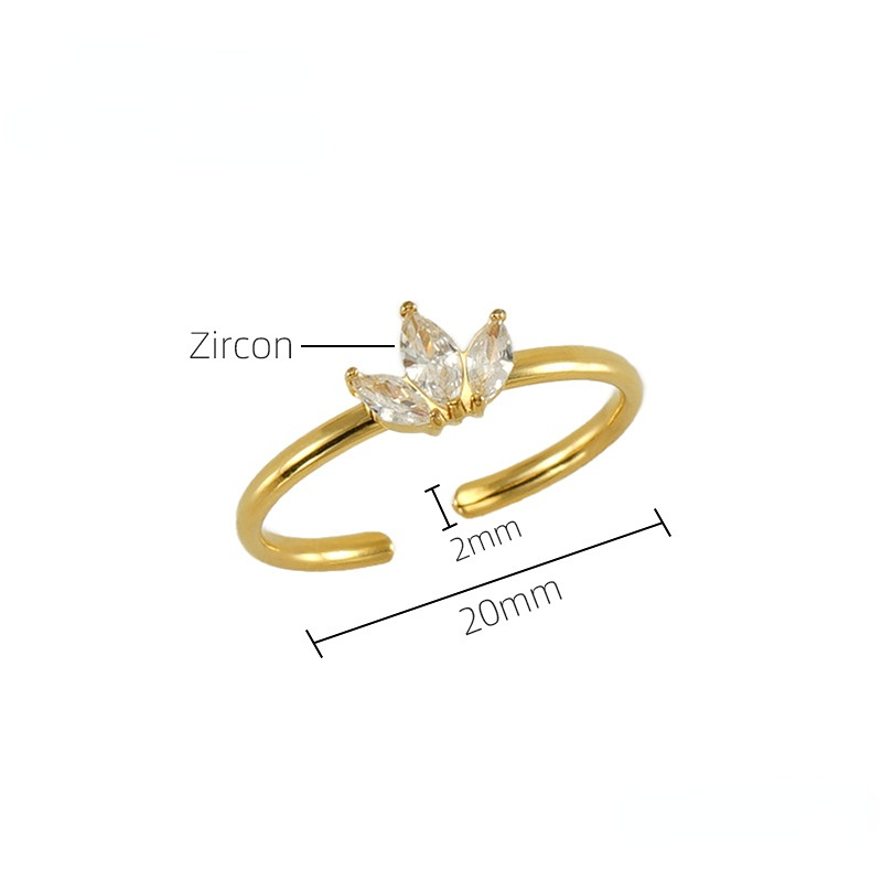 1 Paire De Bagues En Acier Inoxydable Transfrontalier Incrustées De Zircons En Forme De Feuille D'Érable Pour Femmes, Bague De Luxe Légère En Acier Titane À La Mode Et Polyvalente Pour Femmes, Bague Réglable