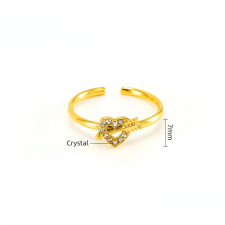1 paire de petites bagues ouvertes en diamant pour femme, en acier titane de haute qualité, avec index en forme de flèche de Cupidon, réglables
