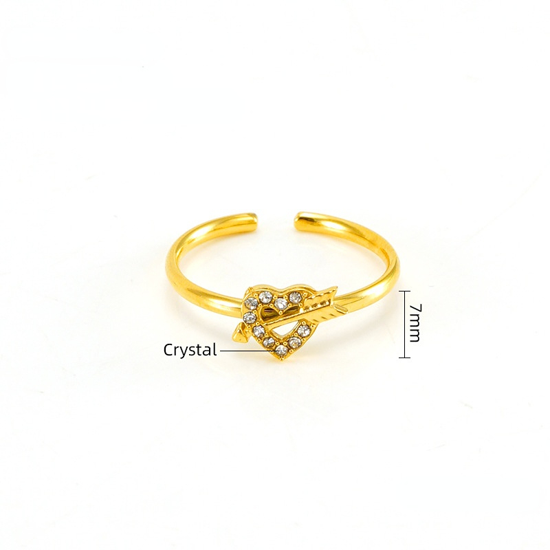 1 Paire De Petites Bagues Ouvertes En Diamant Pour Femme, En Acier Titane De Haute Qualité, Avec Index En Forme De Flèche De Cupidon, Réglables