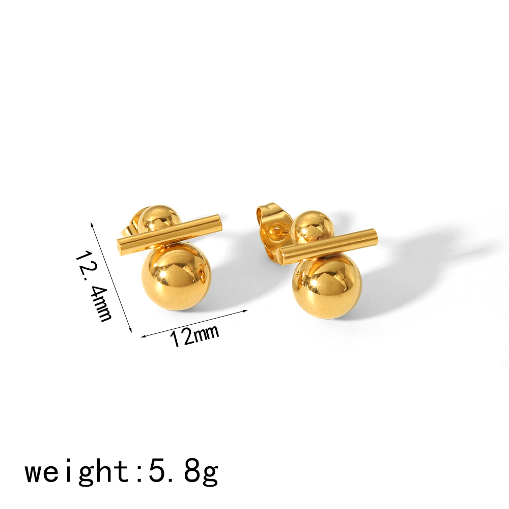 1 Paire De Boucles D'Oreilles Géométriques Classiques En Acier Inoxydable Plaqué Or Pour Femme, À Porter Au Quotidien 