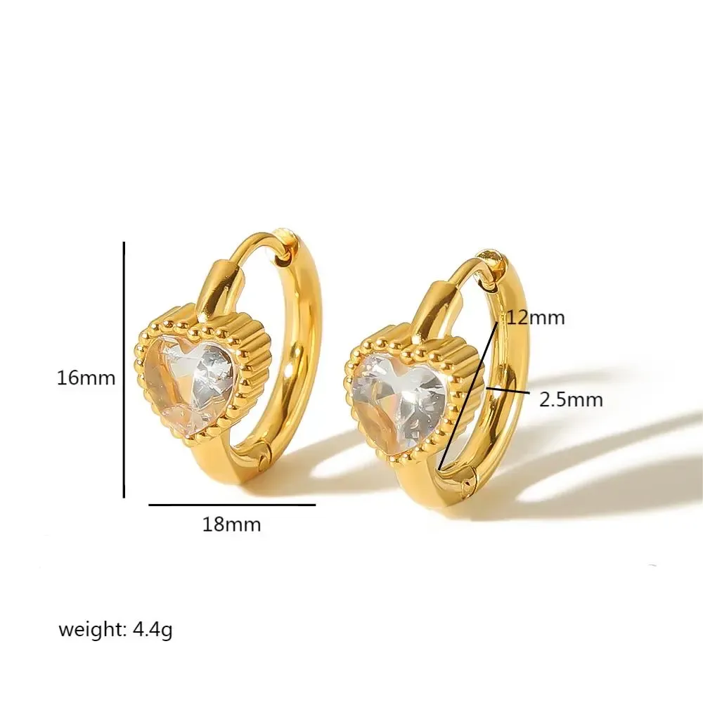 1 Pièce De Boucles D'Oreilles Exquises Et À La Mode En Acier Inoxydable Plaqué Or En Forme De Cœur Carré Géométrique Fileté En Diamant Pour Femmes À Porter Au Quotidien