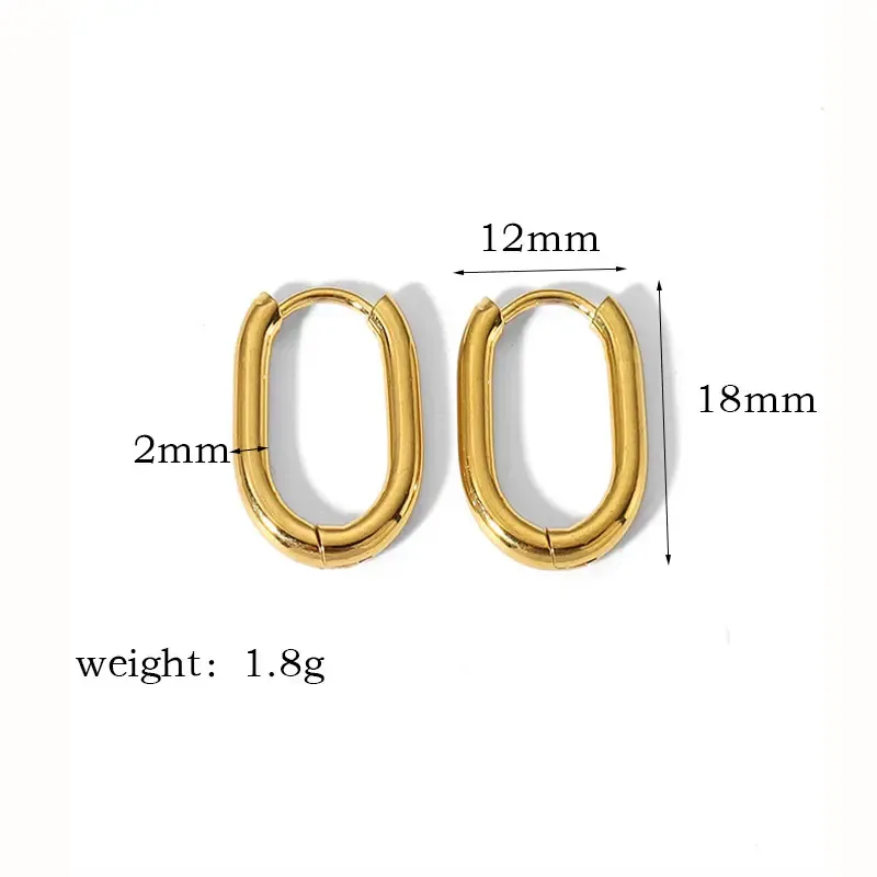 1 Paire De Boucles D'Oreilles Créoles Rectangulaires Géométriques En Acier Inoxydable Plaqué Or , Simples Et À La Mode, Pour Bijoux Pour Femmes À Porter Au Quotidien