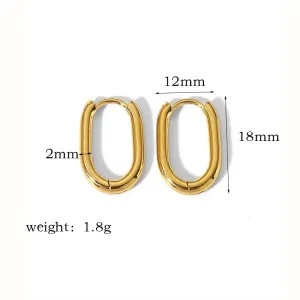 1 Paire De Boucles D'Oreilles Créoles Rectangulaires Géométriques En Acier Inoxydable Plaqué Or , Simples Et À La Mode, Pour Bijoux Pour Femmes À Porter Au Quotidien h5