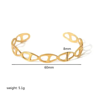 1 Pièce De Bracelet Ouvert Ovale En Acier Inoxydable Plaqué Or  À La Mode Et Simple Pour Bijoux Pour Femmes À Porter Au Quotidien h5 
