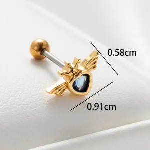 Boucles D'Oreilles Piercing Pour Femme, 1 Pièce, Série Simple, Cœur Simple, Cuivre, Sans Plaquage, Zircon. h5 