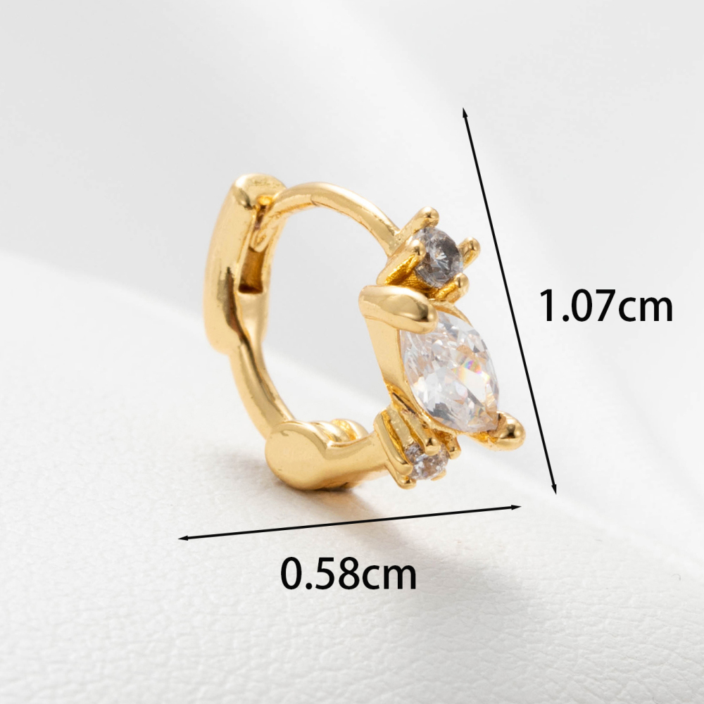 Boucles D'Oreilles Piercing Pour Femme, 1 Pièce, Série Simple, Géométriques, En Acier Titane Sans Placage, Avec Zircon. 