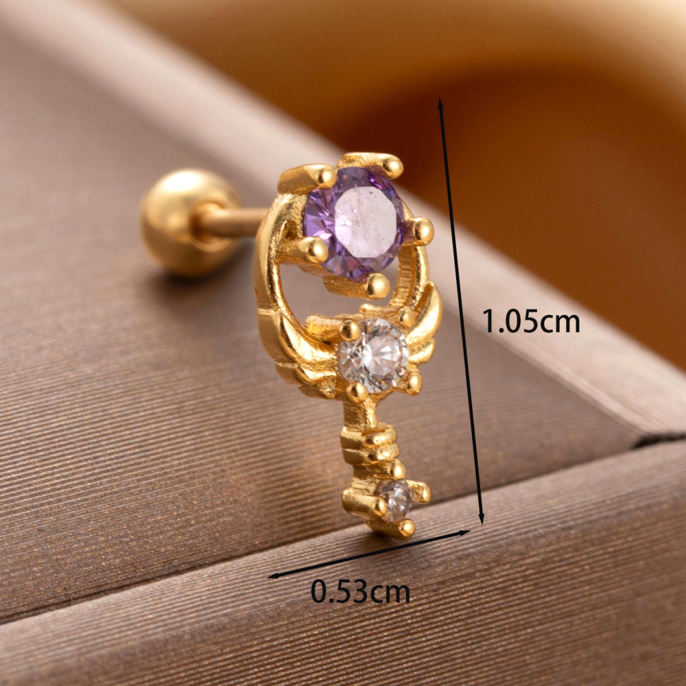 Boucles D'Oreilles Piercing Pour Femme, 1 Pièce, Série Simple Heart, En Acier Titane Sans Placage, Avec Zircon. 