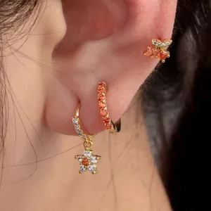 Boucles D'Oreilles Piercing Femme Simple Series Classic Flower En Cuivre Sans Placage, Ornées De Zircon. h5 Image2