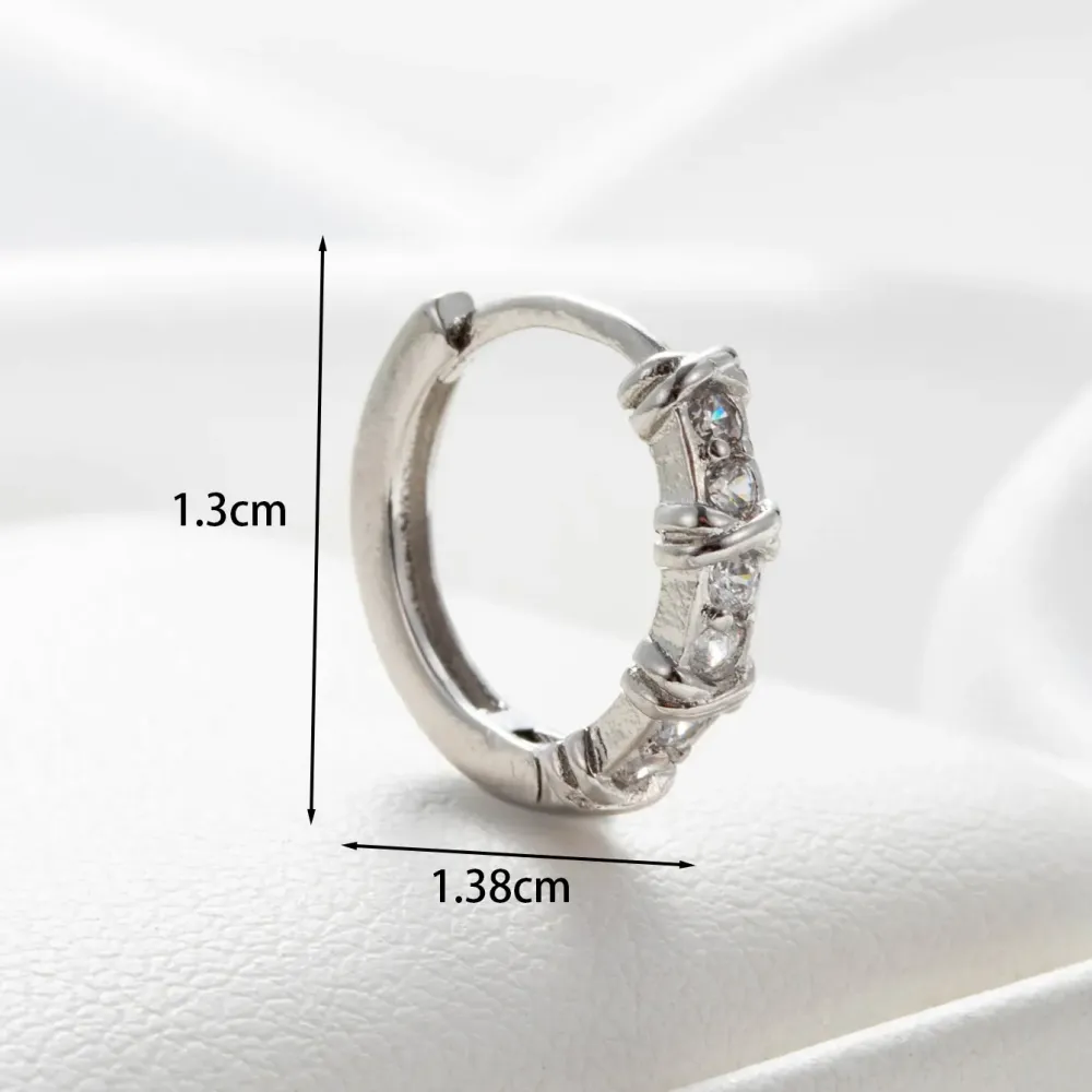 Boucles D'Oreilles Piercing Femme Simple Series Simple Geometric En Cuivre Sans Placage, Ornées De Zircon 