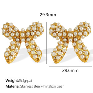 1 Paire De Boucles D'Oreilles À Tige Rétro En Acier Inoxydable Plaqué Or Avec Strass Pour Femme h5
