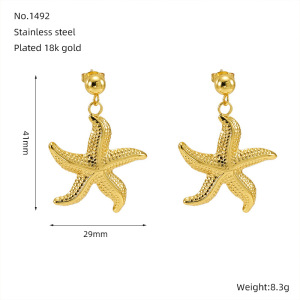 1 Paire De Boucles D'Oreilles Pendantes Classiques En Acier Inoxydable Plaqué Or  Pour Femme h5 