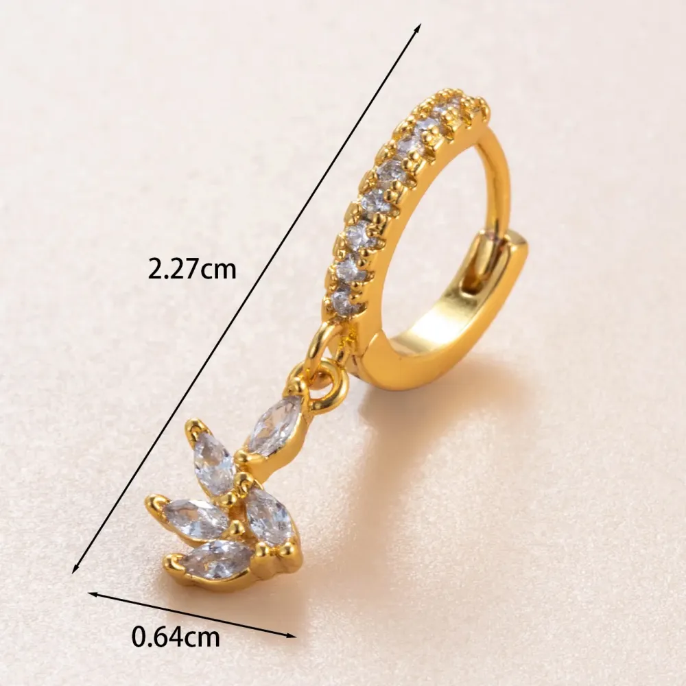Boucles D'Oreilles Piercing Femme Daily Plant En Cuivre Sans Placage Et Zircon (1 Pièce)