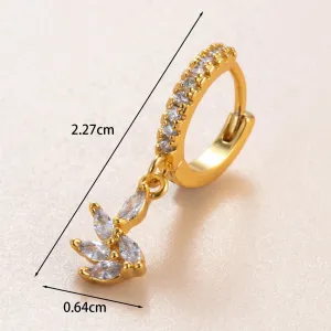 Boucles D'Oreilles Piercing Femme Daily Plant En Cuivre Sans Placage Et Zircon (1 Pièce) h5